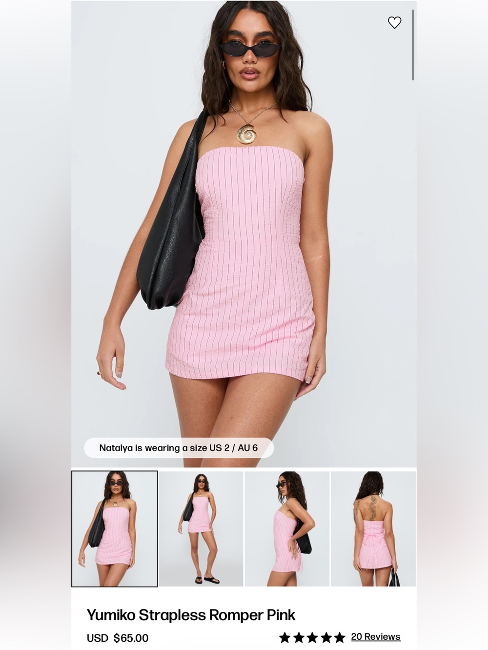 Princess Polly Yumiko Strapless Ribbed Mini Dress in Light Pink